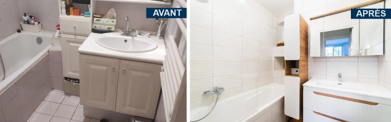 Rénovation salle de bain vétuste, avant après