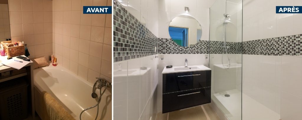 avant apres salle de bain renovation douche